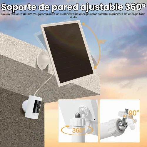 Vista 6 de Cargador de panel solar para cámara Ring, compatible con batería de cámara Ring Stick Up, batería de Ring Spotlight Plus/Pro, resistente al agua