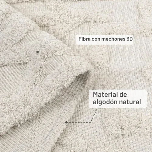Vista 3 de Uphome Alfombra de Baño Bohemia de 2' x 3', Alfombras Pequeñas de Dormitorio Estilo Granja Lavables con Borlas, Tapetes de Baño Geométricos Beige