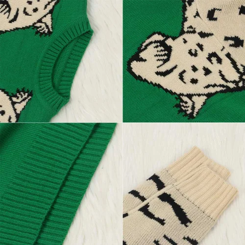 Vista 5 de JUNBOON Suéteres de punto con estampado de leopardo para mujer de manga larga cuello redondo