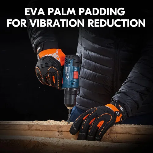 Vista 6 de Vgo... 2 pares de guantes mecánicos de invierno impermeables de alta destreza de 32 °F con reducción de impactos y vibraciones