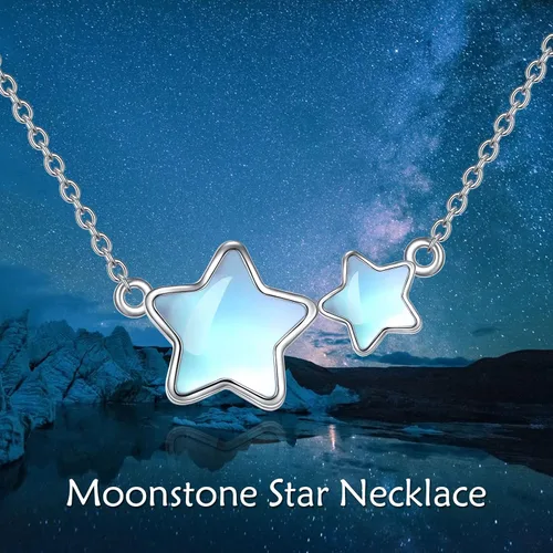 Vista 5 de CRMAD Collar con dije de luna de plata de ley con luna creciente para mujer