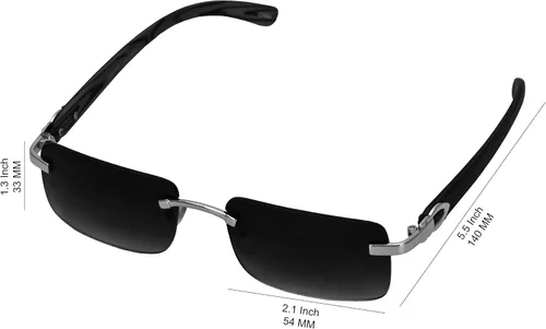 Vista 5 de Elite Slim Rimless Gafas de sol rectangulares de metal y madera estilo aviador