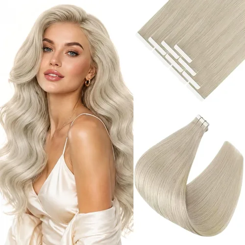 Vista 27 de Ve Sunny Extensiones de cabello humano real con cinta, cabello humano Remy, lacio, doble cara, color marrón oscuro, balayage, rubio dorado oscuro