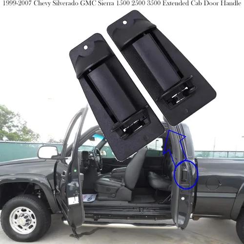 Vista 3 de Manija de puerta de cabina extendida para Chevy Silverado GMC Sierra 1500 2500 3500 1999 2000 2001 2002 2003 2004 2005 2006 2007 Exterior trasero