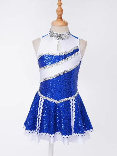 Vista 2 de TSSOE Uniforme de animadora con lentejuelas y purpurina para niñas y niñas