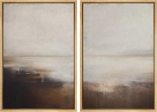 Vista 54 de SIGNWIN Lienzo enmarcado para pared, ilustraciones abstractas texturizadas en tonos beige terrosos, arte moderno, decorativo, contemporáneo