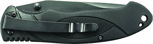 Vista 3 de Smith & Wesson Extreme Ops SWA25 Cuchillo plegable, con traba, con punta hacia bajo, con gancho y mango de hule.