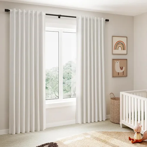 Vista 8 de Cortinas 100% opacas de lino de 84 pulgadas de largo, juego de 2 paneles para dormitorio, sala de estar, textura crema natural, aislamiento térmico