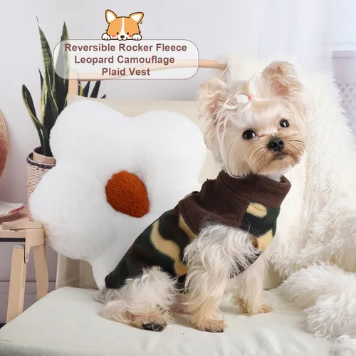 Vista 3 de Suéteres para Perros Pequeños Macho Hembra, Suéter a Cuadros para Cachorros Chaleco de Ropa de Perro de Forro Polar, Suéter Elástico XSmall