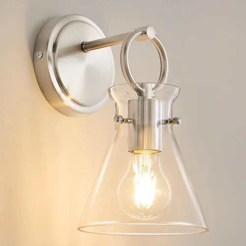 Vista 18 de Aplique de Pared Dorado de 1 Luz Cableado Montaje en Pared Estilo Moderno Rústico Accesorios de Luz de Tocador con Pantalla de Vidrio Transparente