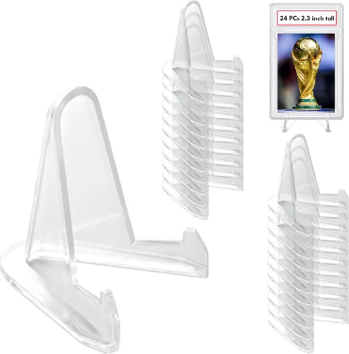 Vista 10 de LRANFOW Soporte de tarjetas de acrílico grueso, soporte para mini caballete, soportes para tarjetas deportivas, soporte de tarjetas graduadas