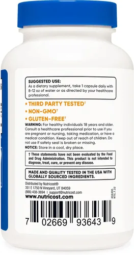 Vista 3 de Nutricost Selenio 200mcg, 240 cápsulas vegetales (2 botellas) - Sin OMG, sin gluten, L-selenometionina