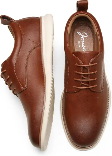 Vista 6 de Jousen Zapatos de vestir para hombre, estilo Oxford, informales, retro, clásicos, cómodos, formales, Derby, de negocios, para hombre