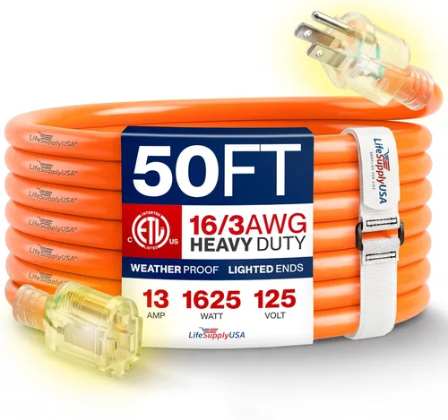 Vista 46 de Cable de extensión de 3 pies para exteriores/interiores, calibre 10/3, ultra resistente, SJTW, resistente al agua, certificación ETL, cable