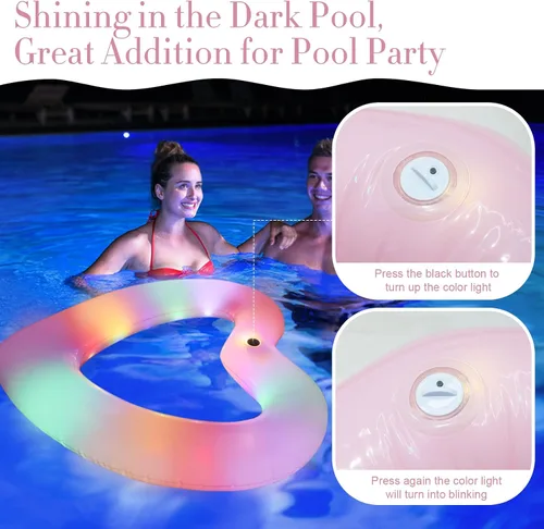 Vista 3 de Flotador inflable de corazón para piscina, anillos de natación de amor dulce flotante, tubo para verano, diversión en el agua, juguetes de fiesta
