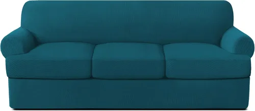 Vista 37 de Fundas para sofá de 2 piezas con cojines en forma de T, fundas de sofá de alta elasticidad para sofá de 1 cojín con 1 fundas individuales de cojín