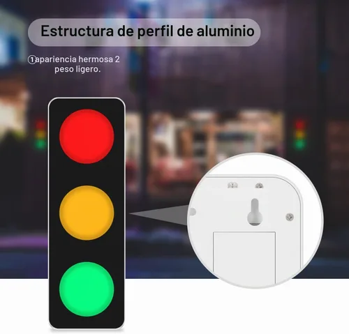Vista 8 de BBMI Semáforo de control remoto, lámpara de pared LED roja amarilla verde, lámpara de tráfico de estilo de aluminio, DC9-12V (con enchufe).