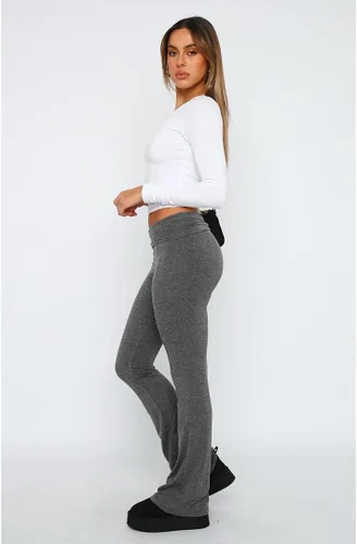Vista 4 de Leggings acampanados para mujer, cintura elástica doblada, pantalones de yoga para entrenamiento, pantalones casuales ajustados con corte de bota