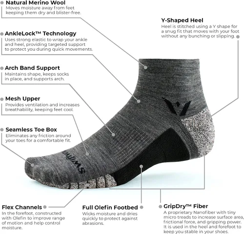 Vista 3 de Swiftwick - Calcetines FLITE XT TRAIL Two, para correr y senderismo