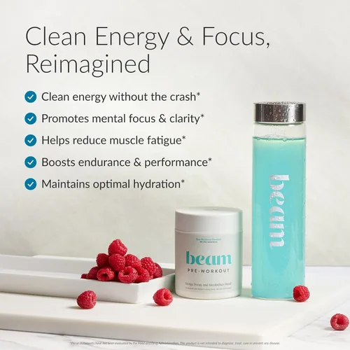 Vista 2 de Beam Polvo preentrenamiento para energía, enfoque y resistencia – Cafeína natural de PurCaf, Cognizin, electrolitos, L-citrulina, beta-alanina