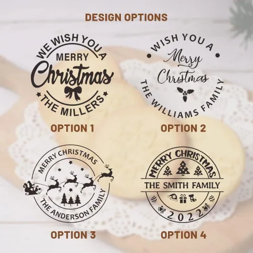 Vista 6 de Sello de galletas de Navidad personalizable 2025 con nombre de familia, sorpresa navideña para entusiastas de la repostería (diseño A)