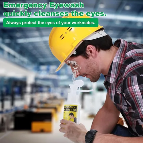 Vista 3 de Kit de estación de lavado de ojos portátil aprobado por la OSHA, botellas de lavado de ojos de emergencia Yeipower montadas en la pared, 16 onzas