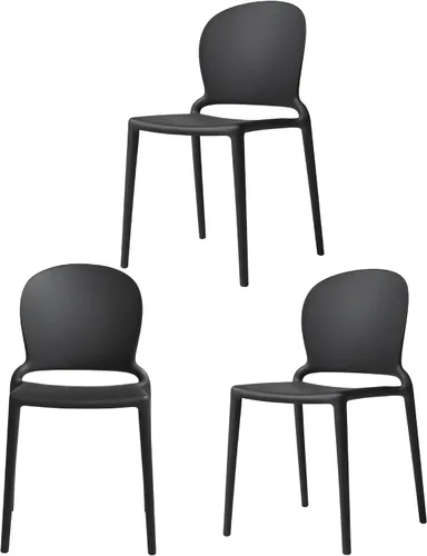 Vista 14 de LESHI Silla de comedor moderna apilable de plástico con respaldo sin brazos para comedor, sala de estar, jardín, patio, balcón, escritorio
