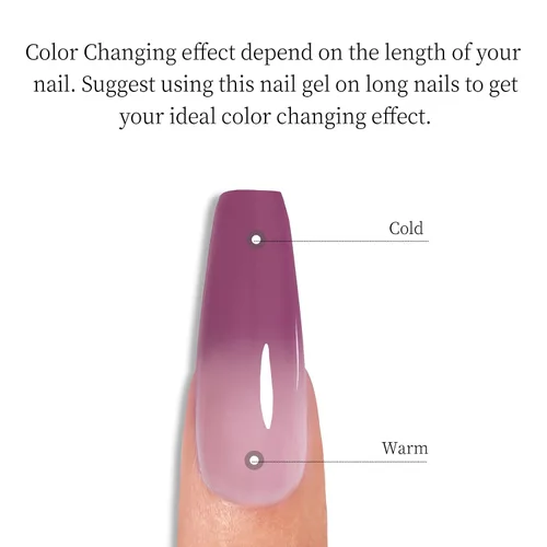 Vista 3 de MAYCHAO Esmalte de uñas en gel que cambia de color 1 unidad, 15 mililitros, gel de cambio de temperatura Indigo-Coral, esmalte de uñas que se quita