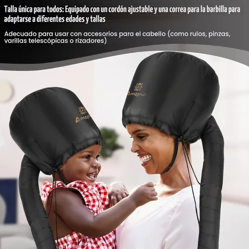 Vista 5 de Accesorio para secador de pelo de capó, suave, ajustable, extra grande, para acelerar el tiempo de secado en casa, fácil de usar para peinar, rizar