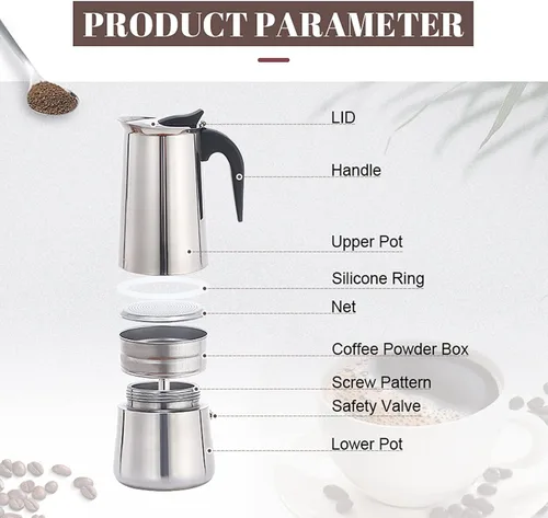Vista 4 de Atyhao Cafetera eléctrica, olla eléctrica de acero inoxidable de grado alimenticio para el hogar y acampar al aire libre (10.1 fl oz)
