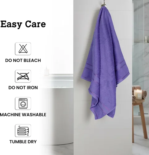 Vista 7 de Casa Lino Juego de 4 toallas de baño color lavanda (54 x 27 pulgadas) – Juego de toallas de baño grandes – Toallas de baño 100% algodón para baño