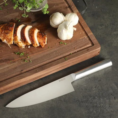 Vista 2 de Babish Cuchillo de chef de 8 pulgadas – Cuchillo de cocina de acero alemán 1.4116 de alto carbono, cuchilla de chef afilada de espiga completa