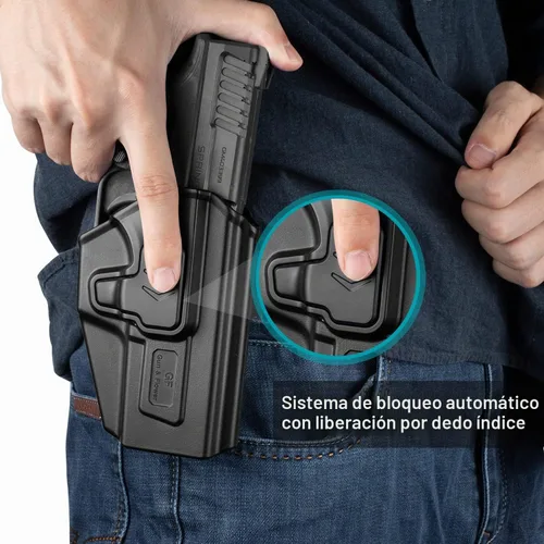 Vista 2 de Funda Taurus TH9 TH9C, funda OWB para pistola Taurus TH9/TH9C de 0.354 in, retención de nivel II con liberación de dedo índice, paleta ajustable