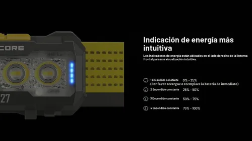 Vista 8 de Nitecore NU27 - Linterna frontal de campamento para correr de 600 lúmenes, USB-C recargable con luces blancas cálidas, neutras y frías, luz roja