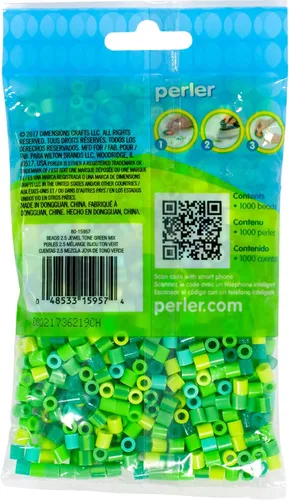 Vista 2 de Perler Cuentas fusibles para manualidades, 1000 unidades, verde joya