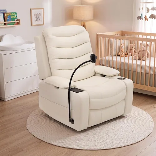 Vista 2 de Olela Auto Glider reclinable, silla mecedora automática del cuarto del bebé Beige