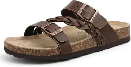 Vista 9 de KIDMI Sandalias con plantilla de corcho para mujer con soporte de arco, cómodas sandalias deslizantes con hebilla ajustable para el verano