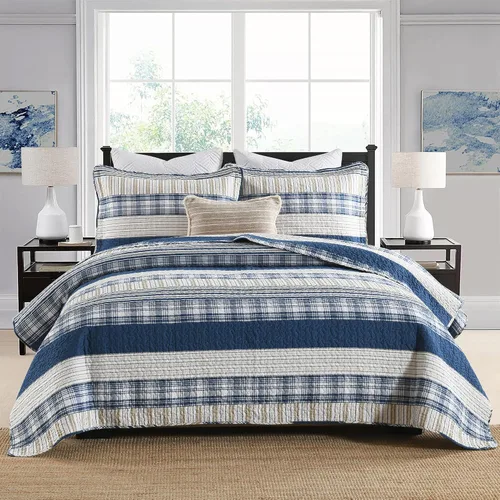 Vista 16 de Juego de ropa de cama con colcha Homzard tamaño individual - Juego de edredón 100% algodón, colcha de cama gris y azul para la cama, ropa de cama