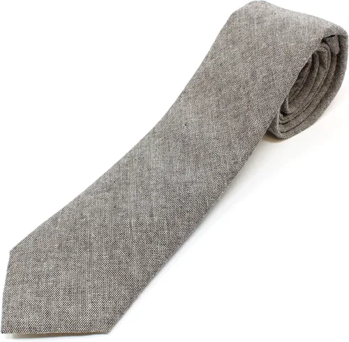 Vista 137 de Corbata delgada de algodón cambray para hombre, estilo desgastado texturizado - 2 1/2 pulgadas de ancho