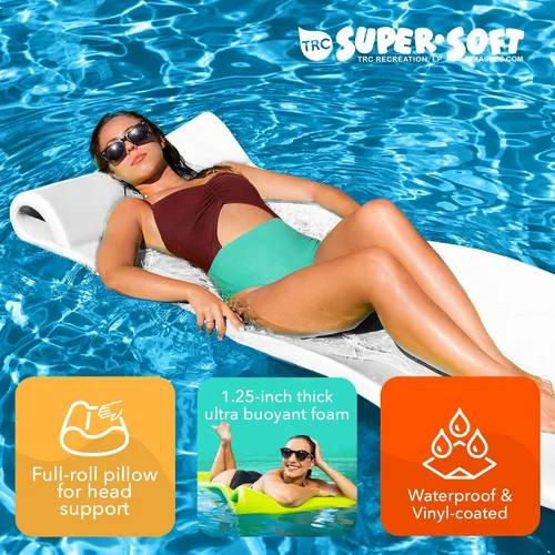 Vista 6 de TRC Recreation Foam Swimming Pool Float, Floating Water Lounger, Splash 1.25” Blanco
