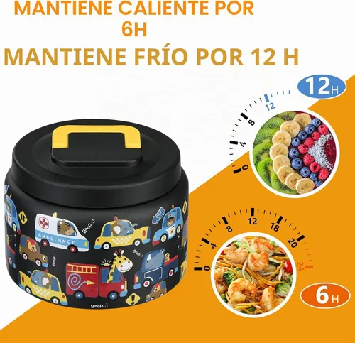 Vista 3 de PIQUEBAR - Termo infantil de 8 onzas para alimentos calientes, pequeño recipiente térmico de acero inoxidable, termo de boca ancha fácil de abrir