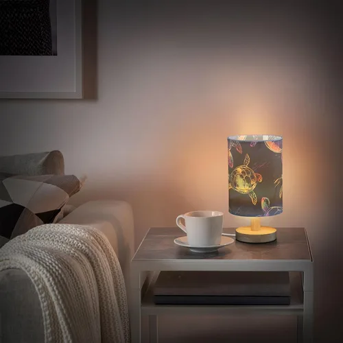 Vista 6 de Lámpara de mesa colorida de neón con diseño de tortugas de neón, lámpara de mesa de noche, lámparas de mesa de moda para niños para el hogar