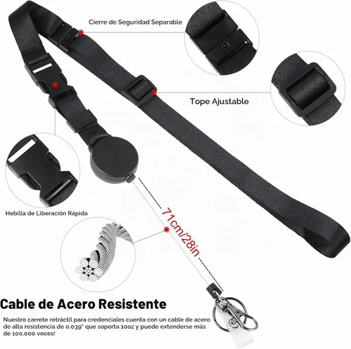 Vista 3 de DELSWIN Cordón Retractil Resistente - Paquete de 2 Cordones Separables para Llaves de Insignias de Identificación, Llavero Retractil con Carrete