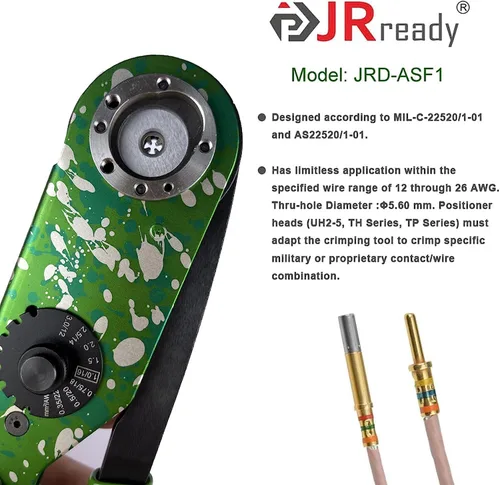 Vista 3 de JRready ST2165 M22520/1-01 Kit de herramientas de crimpado NEW-ASF1G Herramienta de crimpado con ajuste de tornillo universal UF2-5 y PH102