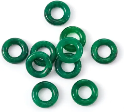 Vista 10 de Fashewelry 10 cuentas de piedra de jade natural de Myanmar con agujero grande, grabado, piedras preciosas talladas, dijes europeos, cuentas