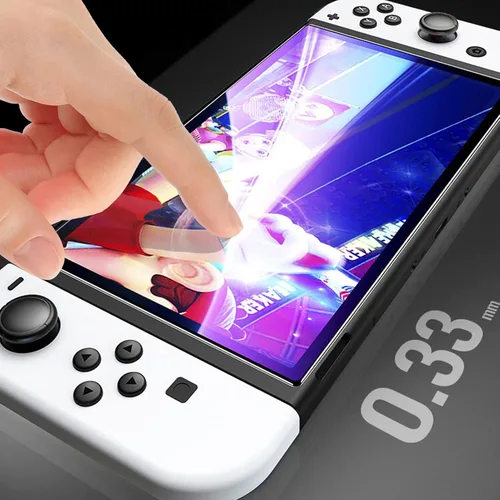 Vista 5 de FYY Paquete de 3 protectores de pantalla compatibles con Nintendo Switch OLED modelo 2021, protector de pantalla OLED de Nintendo Switch de vidrio