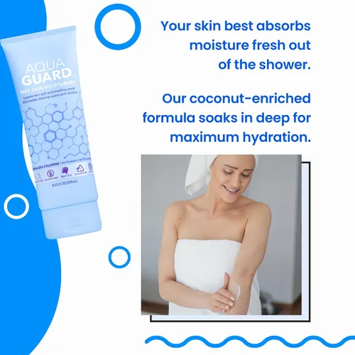 Vista 2 de AQUA GUARD Hidratante para piel húmeda después de nadar Deja la piel suave+neutraliza el aroma y los residuos de cloro Loción para la ducha