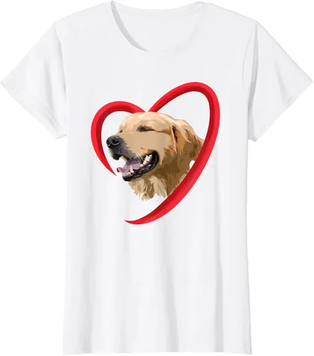 Vista 14 de Golden Retriever Corazón, regalo para ella, camiseta del día de San Valentín, Negro