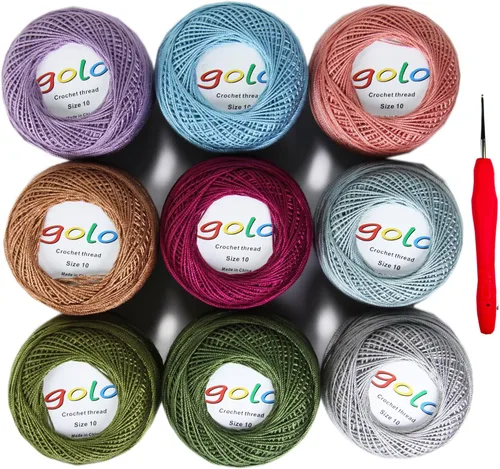 Vista 30 de Golo - 3 bolas de hilo de ganchillo tamaño 10, hilo de crochet para tejer a mano 102