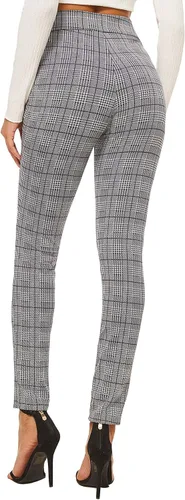 Vista 2 de SweatyRocks - Mallas de estilo informal para mujer, pantalones de trabajo elásticos de cintura alta